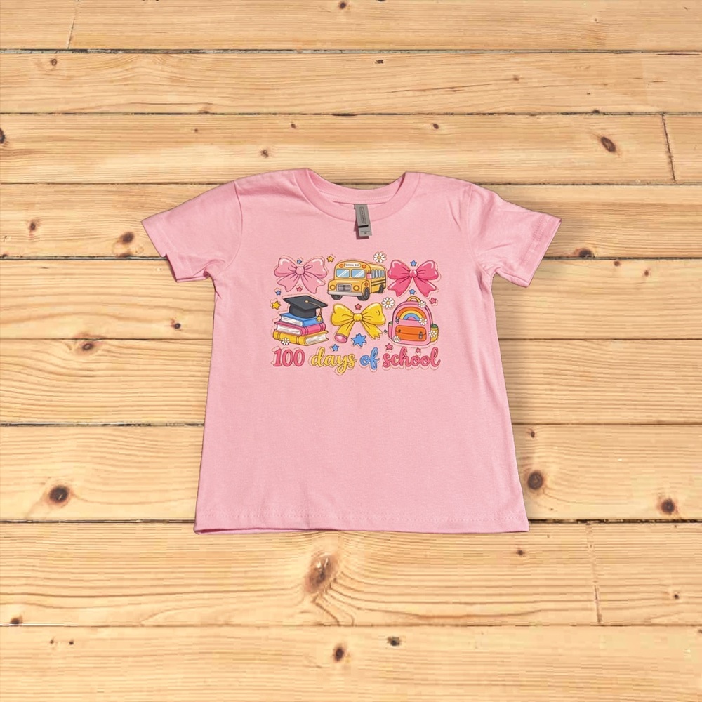 Pink Kids Shirt with School Print